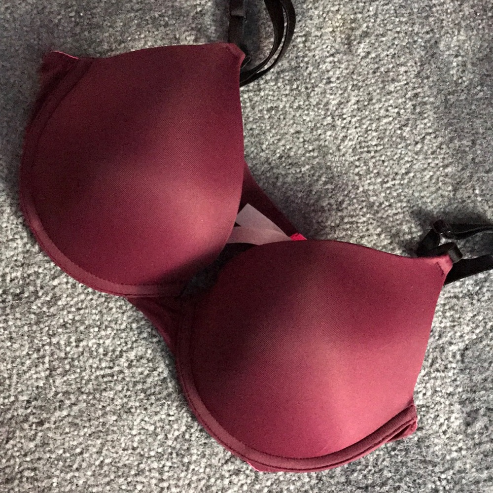 Maroon Victoria Secret Pink Push Up Bra